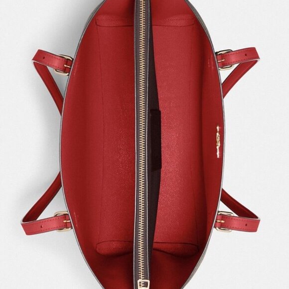 Coach Signature Canvas Mollie Gallery Tote Red/Gold - Picture 3 of 6